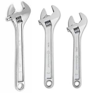 8 in., 10 in., 12 in. Chrome Adjustable Wrench Set (3-Piece)