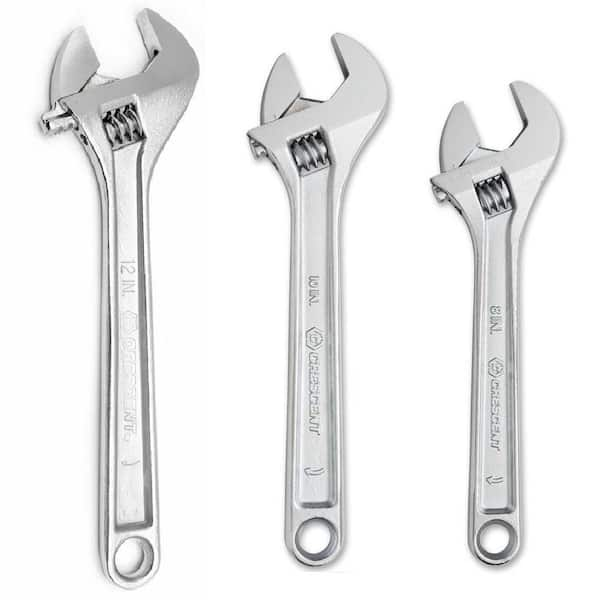 Crescent 8 in., 10 in., 12 in. Chrome Adjustable Wrench Set (3