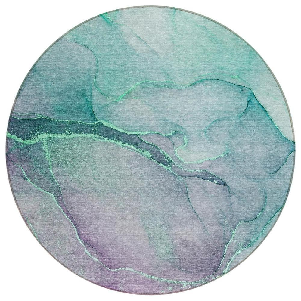 Green 8 ft. Round Abstract Indoor / Outdoor Area Rug price history on PriceWatchPro
