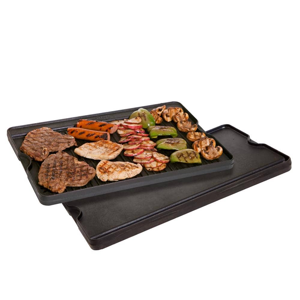 Large Black Cast Iron Reversible Grill and Griddle Plate
