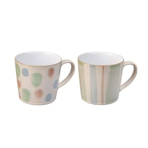 13.52 oz. Multi-Colored Stoneware Pastel Coffee Mug Set 2-Piece