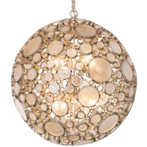 Varaluz Fascination 8-Light Zen Gold ORB Pendant with Champagne Recycled Glass Accents