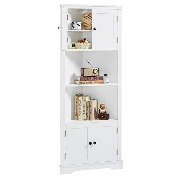 Xzkai 26 in. W x 14 in. D x 67 in. H White Linen Cabinet with Adjustable Shelf