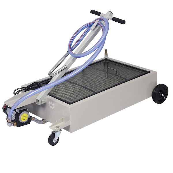 20-gal. Low-Profile Gray Steel Oil Drain with Pump and Wheels
