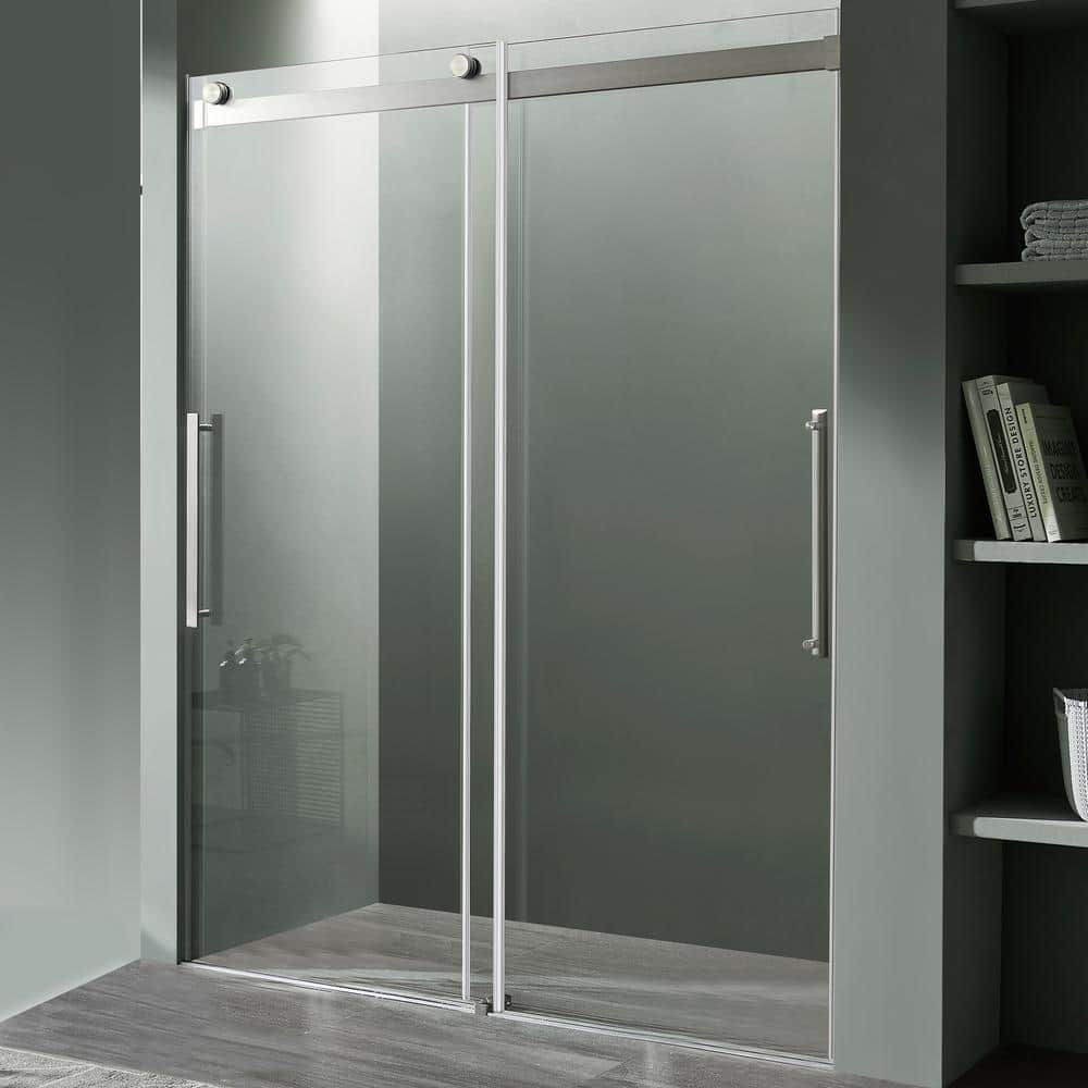 Stellar 48" x 76" Frameless Sliding Shower Door in Brushed Nickel