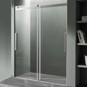 Stellar 48 in. W x 76 in. H Sliding Frameless Shower Door/Enclosure in Brushed Nickel with Clear Glass