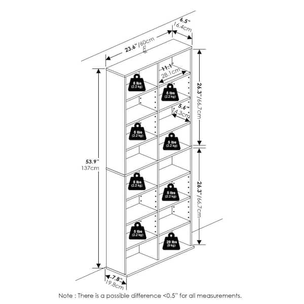 Furinno JAYA Americano 16-Shelf Multimedia Media Storage Tower