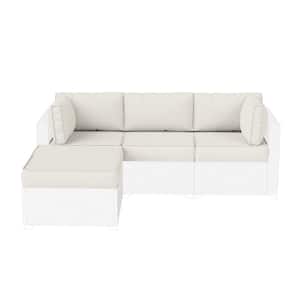 25.6 in. x 25.6 in. x 4 in. (9-Piece) Deep Seating Outdoor Sectional Cushion Cream