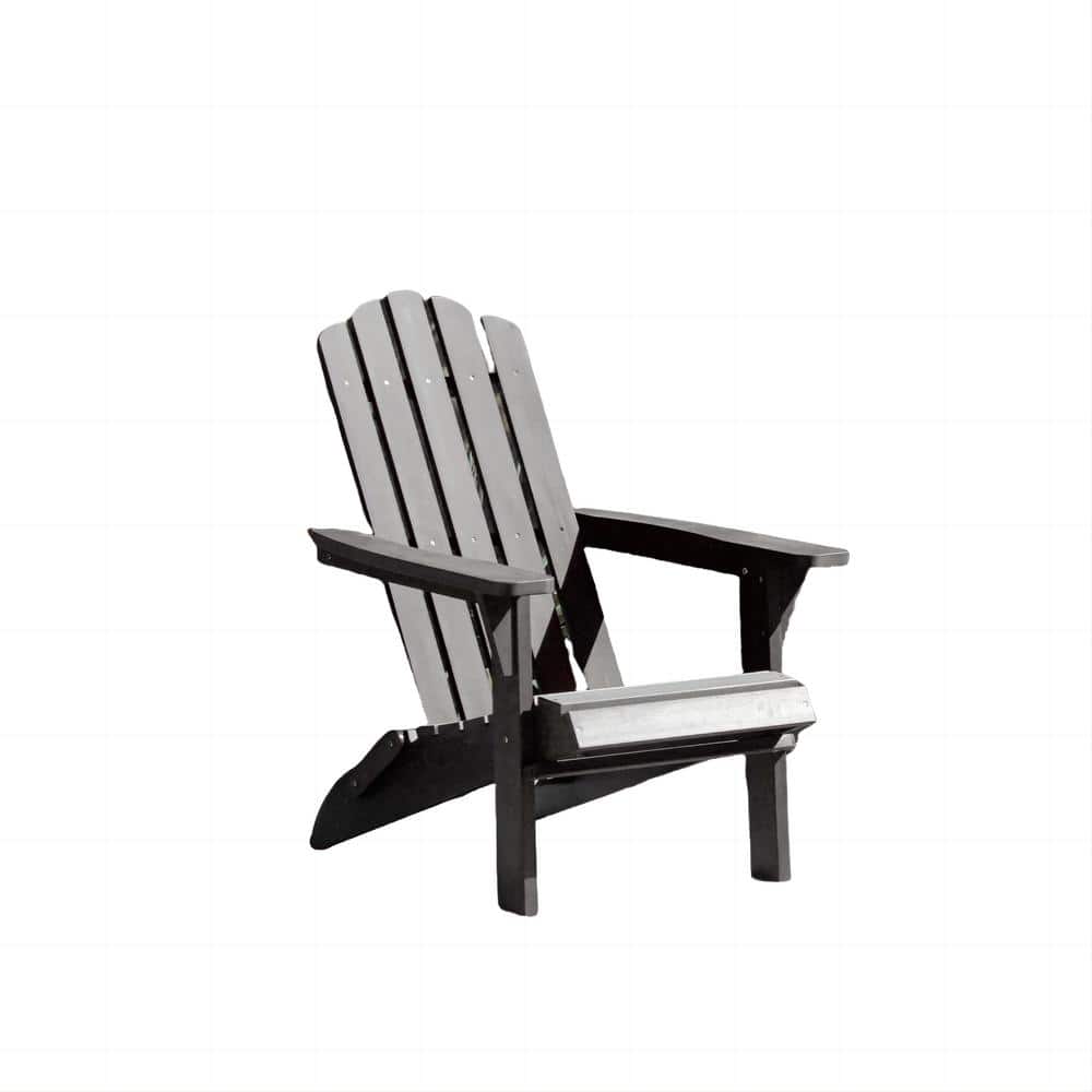 Black Plastic Folding Adirondack Chair Real Wood Look Easy Folding with No 