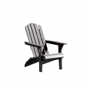 Black Plastic Folding Adirondack Chair Real Wood Look Easy Folding with No Pins Needed 300 lb Capacity (1-Pack).