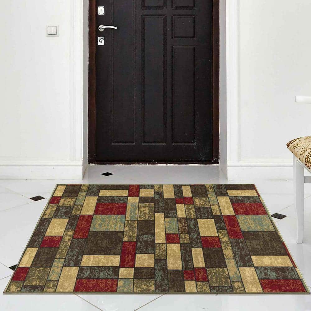 Multicolor Synthetic Non-Slip 5' x 6'6" Area Rug