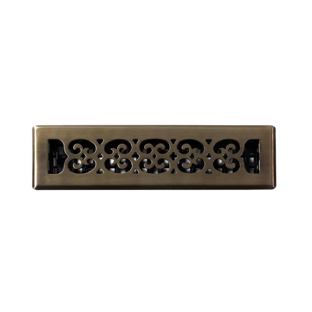 Antique Brass 2x12 Decorative Steel Floor Register