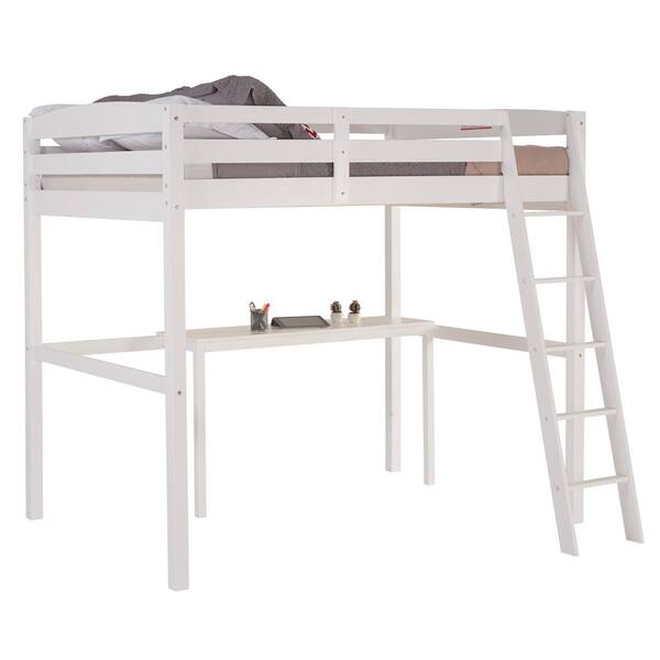 Camaflexi Tribeca White Full Size High, Full Bunk Bed With Desk