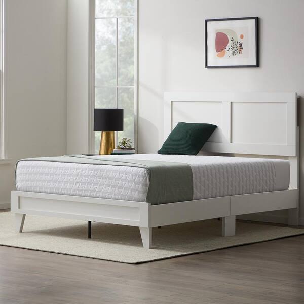 Brookside Lily White Queen Double, Brookside Contemporary Platform Bed Frame With Double Panel Headboard