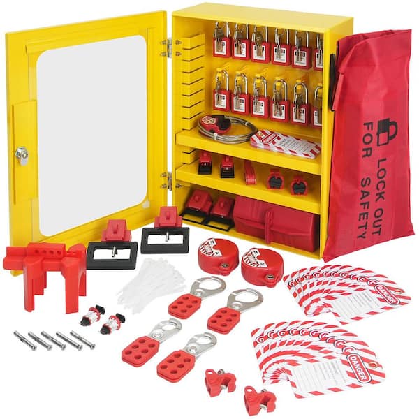 59-Pieces Electrical Lockout Tagout Kit, Safety Lockout Station with Padlocks, Tags, Hasp, Plug Circuit Breaker Lockouts