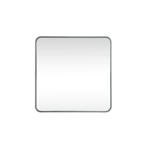 Unbranded Timeless Home 30 in. W x 30 in. H Modern Soft Corner Metal Square Silver Mirror