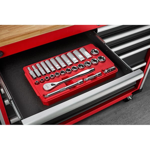 Milwaukee - 3/8 in. Drive SAE/Metric Ratchet and Socket Mechanics Tool Set (60-Piece)