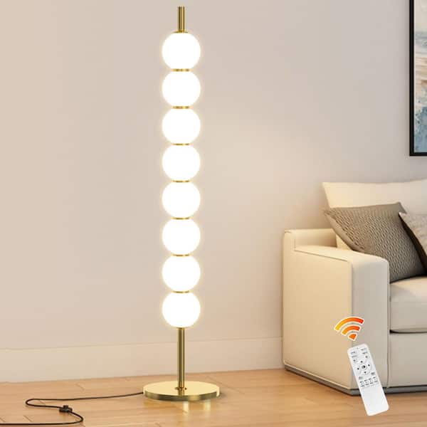 Column 47.2 in. Gold Modern 8-Light Floor Lamp Dimmable Integrated Standard LED Floor Lamp for Living Room Bedroom