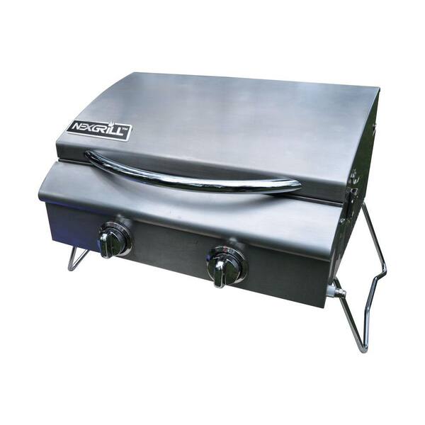 Nexgrill 2-Burner Portable Propane Gas Table Top Grill in Stainless Steel