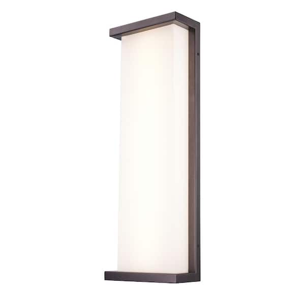 Bel Air Lighting Fairbank 24 in. Bronze Integrated LED Outdoor Hardwired Wall Lantern Sconce Light Fixture with Acrylic Shade