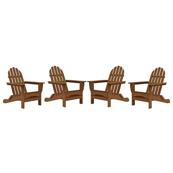 DUROGREEN Icon Teak Recycled Plastic Adirondack Chair (4-Pack)