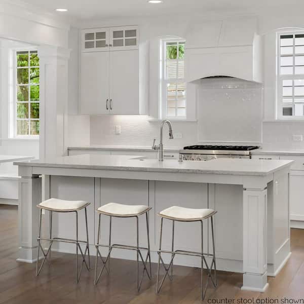 Katniss 30 in. Total Height Cream Fabric Seat Gold Metal Base Stool