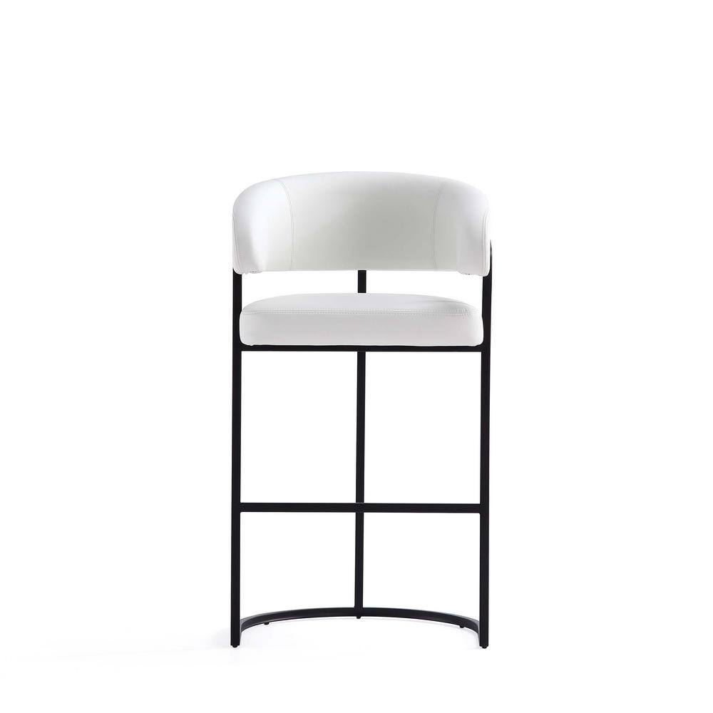 Augusta White Faux Leather Metal Bar Stool with Armrest