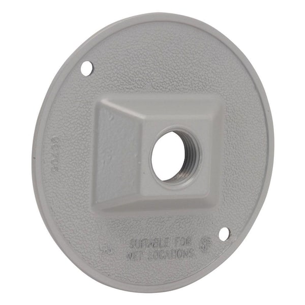 BELL Gray Round Weatherproof Cluster Cover with One 1/2 in. Threaded Outlet