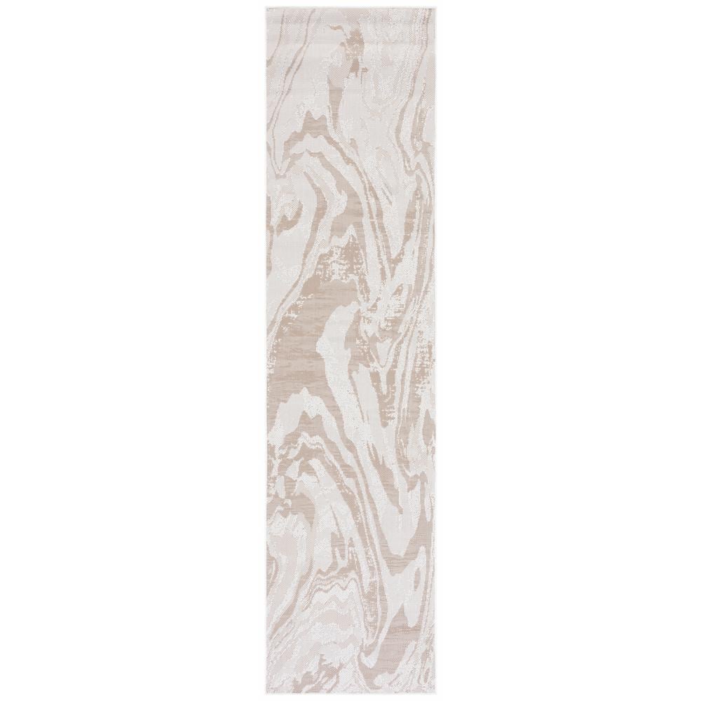 Ivory Beige Synthetic Tufted Runner Rug, 9' x 2'2"