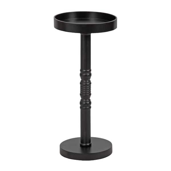 Bellport 10 in. Black Round Wooden End Table