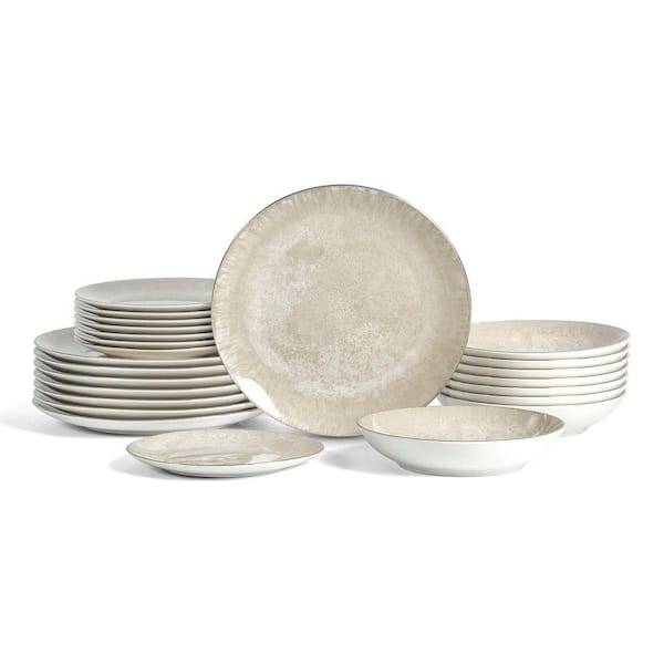 Onyx 24-Piece Beige and Gold Porcelain Full Set (Service for 8)
