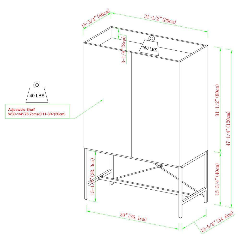 Coastal Oak Tall 2-Door Accent Cabinet with Adjustable Shelves