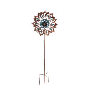 75 in. Copper and Verdigris Blooms Solar Wind Spinner