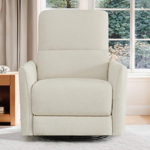 Spruce & Spring Kensie White Fabric Swivel Power Recliner SSMA056B ...