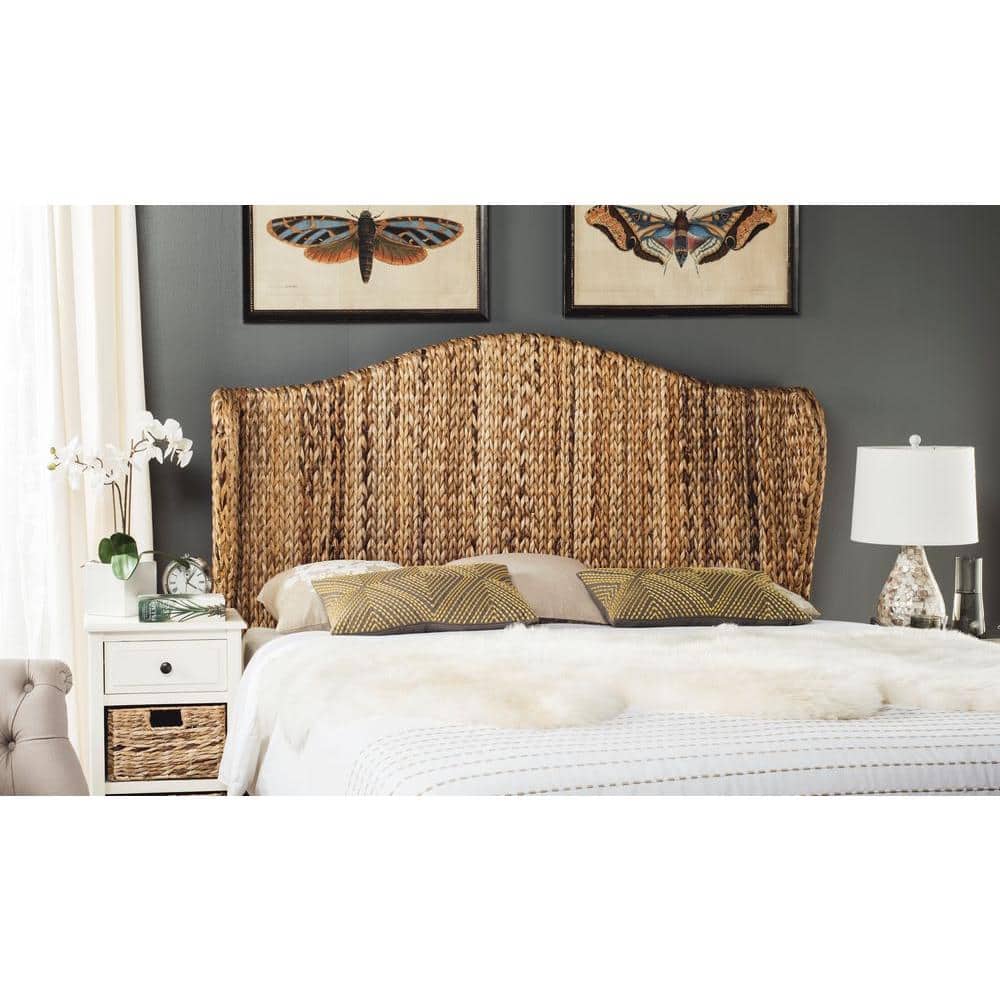 Transitional Nadine Winged Full Headboard in Natural Brown