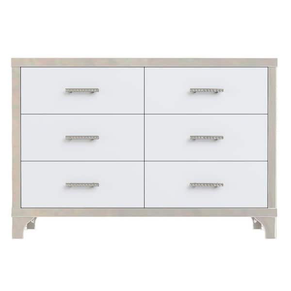 Boosicavelly White 6-Drawer 47.20 in. Wide Dresser without Mirror