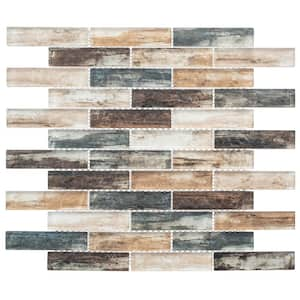 Giovan Desmond Brown/Tan/Blue/Gray 11-3/4 in. x 11-3/4 in. Textured Glass Brick Joint Mosaic Tile (4.8 sq. ft./Case)