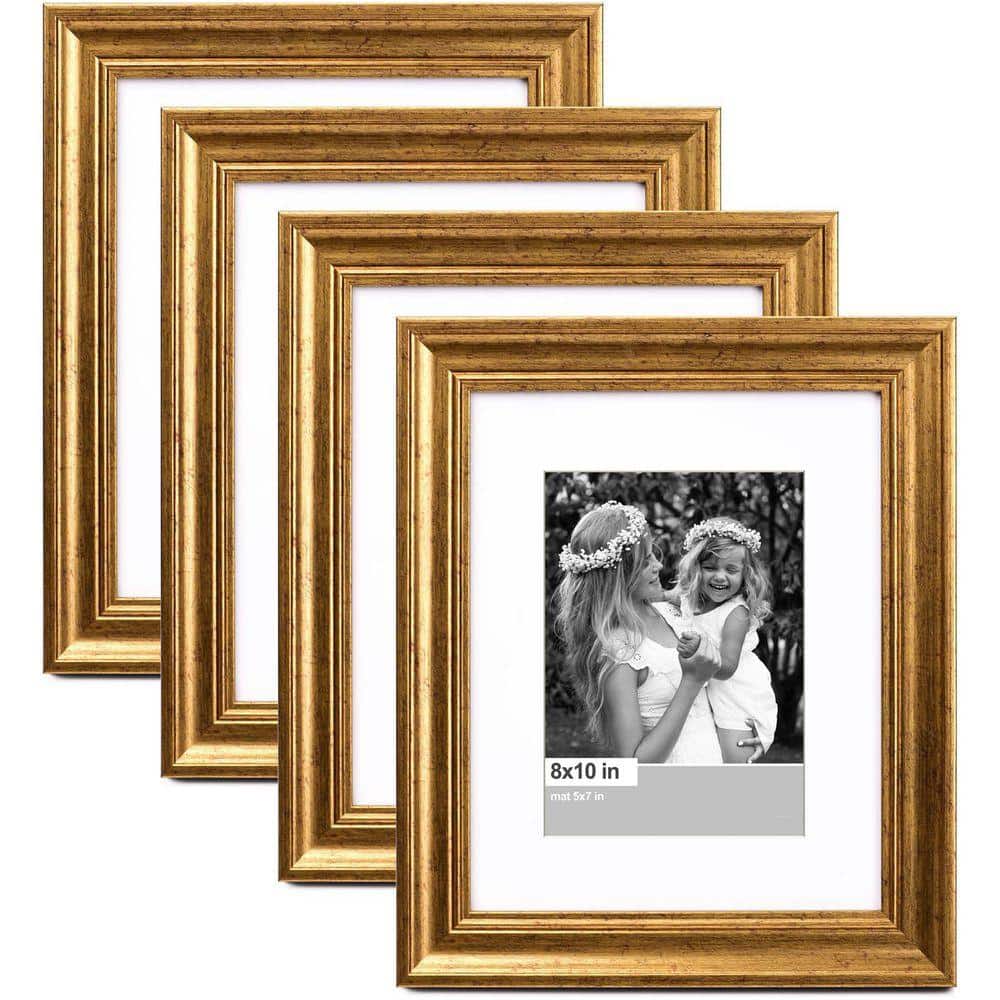 Gold Picture Frame Set for Wall or Tabletop Display Rustic Wide