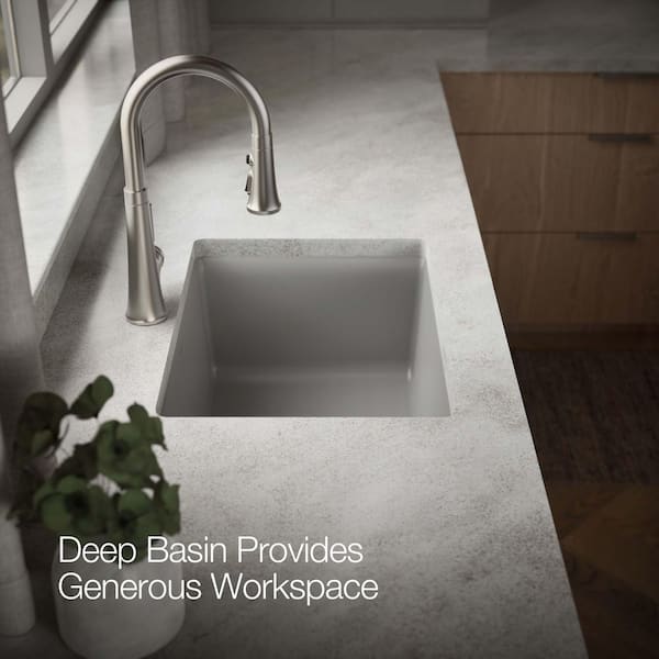 KOHLER Kennon Neoroc Matte Grey Granite Composite 25 in. 1-Hole