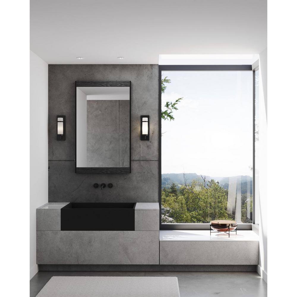 Matte Black Etched Opal Glass Dimmable Wall Sconce