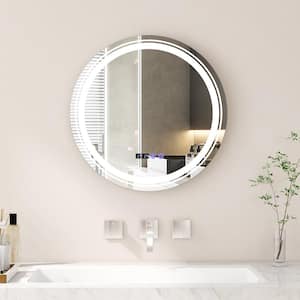 24 in. W x 24 in. H Round Frameless Anti-Fog Dimmable LED Wall Mount Bathroom Vanity Mirror in Silver