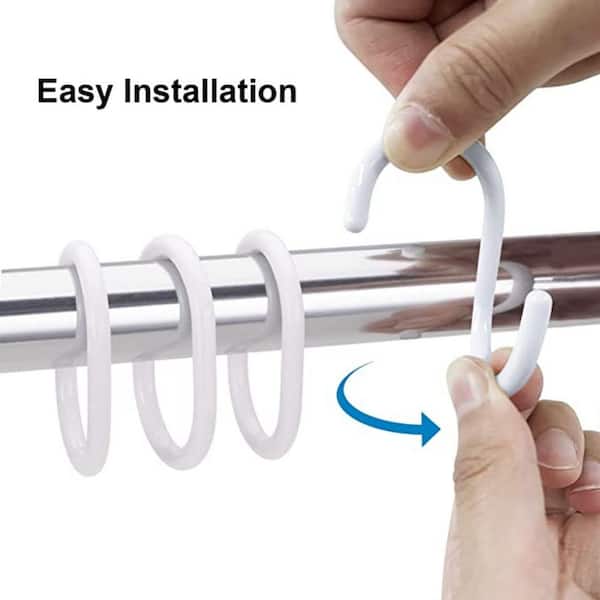 Dyiom Plastic Shower Curtain Hooks C-Shaped Rings Hanger Bath