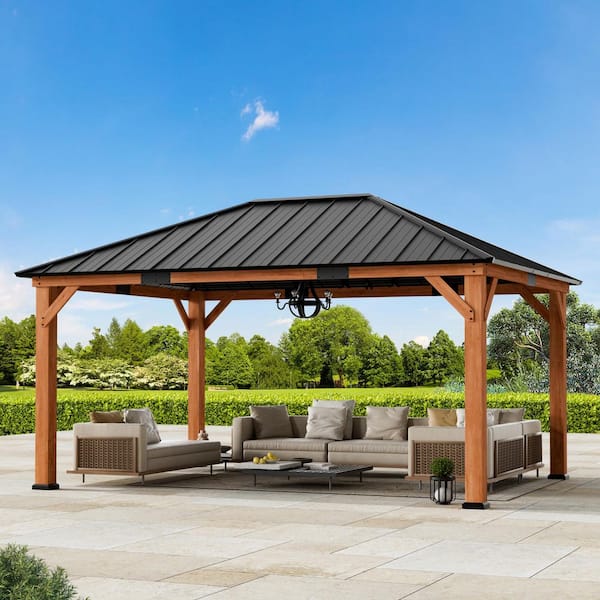 Ultra Series Wood Gazebo 12 ft. x 16 ft. Cedar Framed Wooden Gazebo with Galvanized Steel Roof