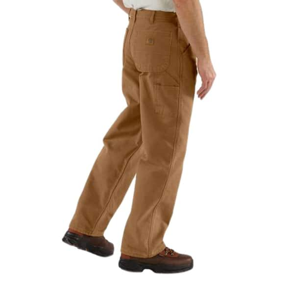 Men's 33 in. x 32 in. Brown Cotton Washed Duck Work Dungaree Utility Pant