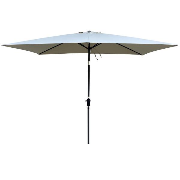 Angel Sar 6 ft. x 9 ft. Steel Market Patio Umbrella with Crank and Push ...