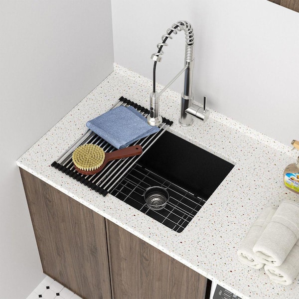 LORDEAR 24 in. x 18 in. x 12 in. Matte Black Quartz Composite