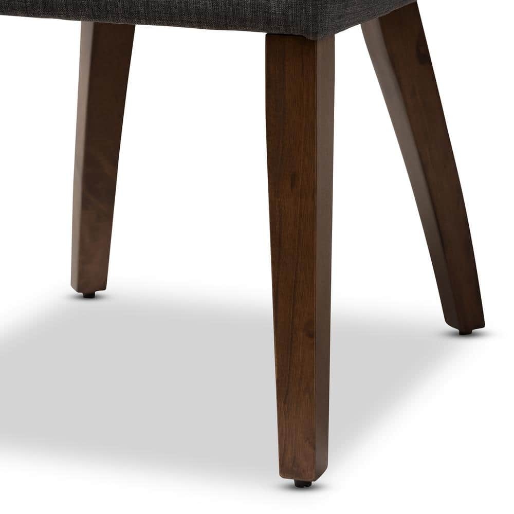 Parsons High-Back Side Chair in Dark Grey with Wood & Cane