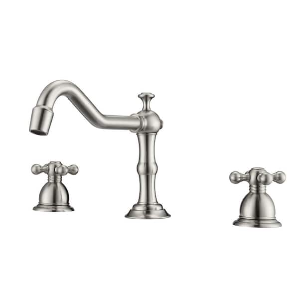 Barclay Products Roma 8 in. Widespread 2-Handle Metal Cross Bathroom Faucet in Brushed Nickel
