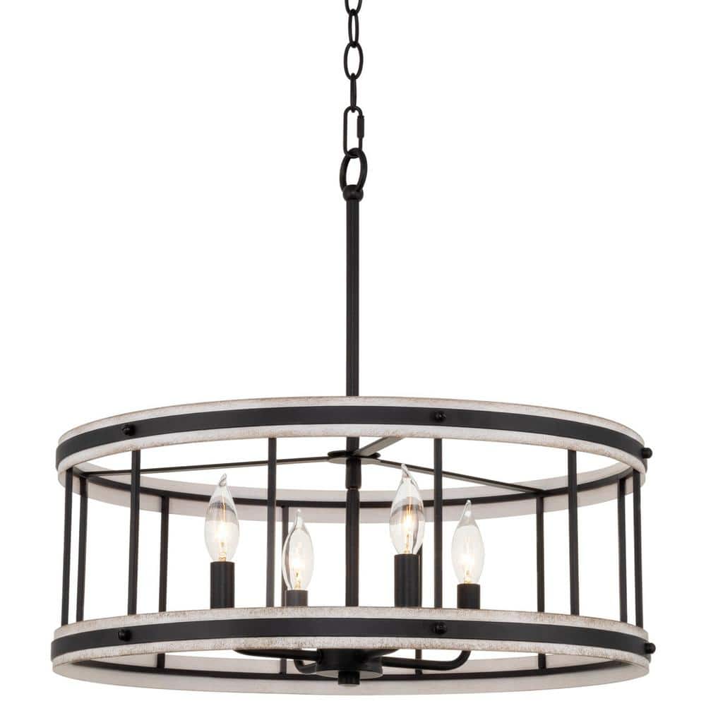 Brynn 21" Black and White Ash Drum Chandelier