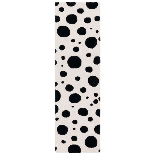 Cambridge 2 ft. x 8 ft. Ivory/Black High-Low Dots Runner Rug